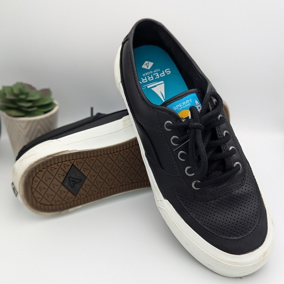 Sperry Shoes - Sperry Top Sider Women's Black Leather Sneakers